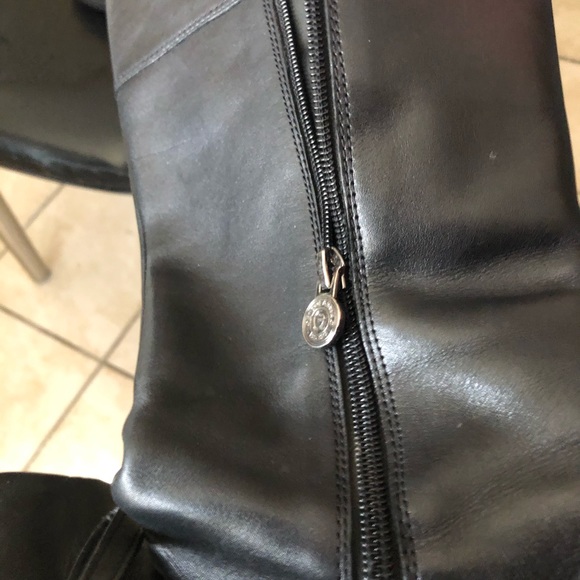 Women’s Sz 7M black leather casual business low heel tall boots shoes - Picture 6 of 6